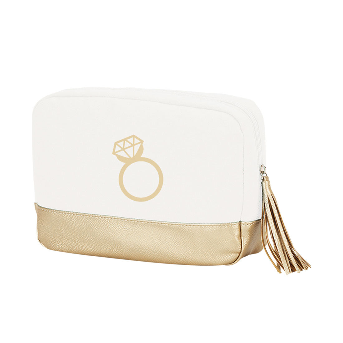 Diamond Ring Embroidered Creme Cabana Cosmetic Bag