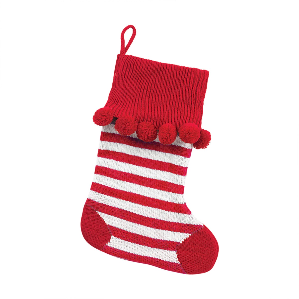 Red Stripe Pom Pom Stocking