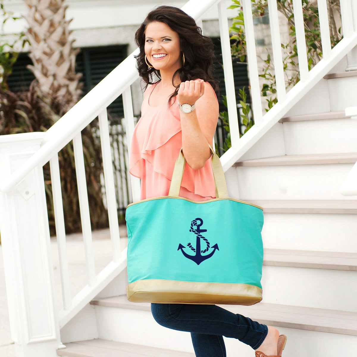 Anchor Mint Cabana Tote