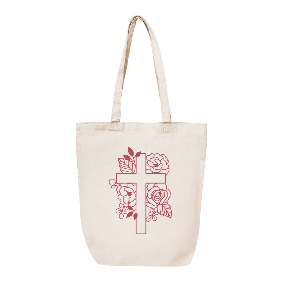 Floral Cross Canvas Tote