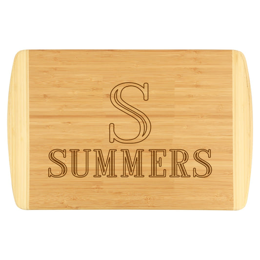 Single Initial Name Two-Tone Cutting Board