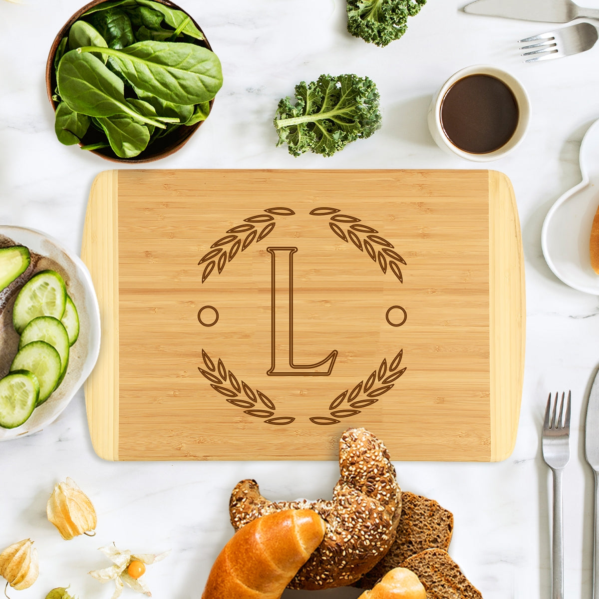 Wreath Two-Tone Cutting Board