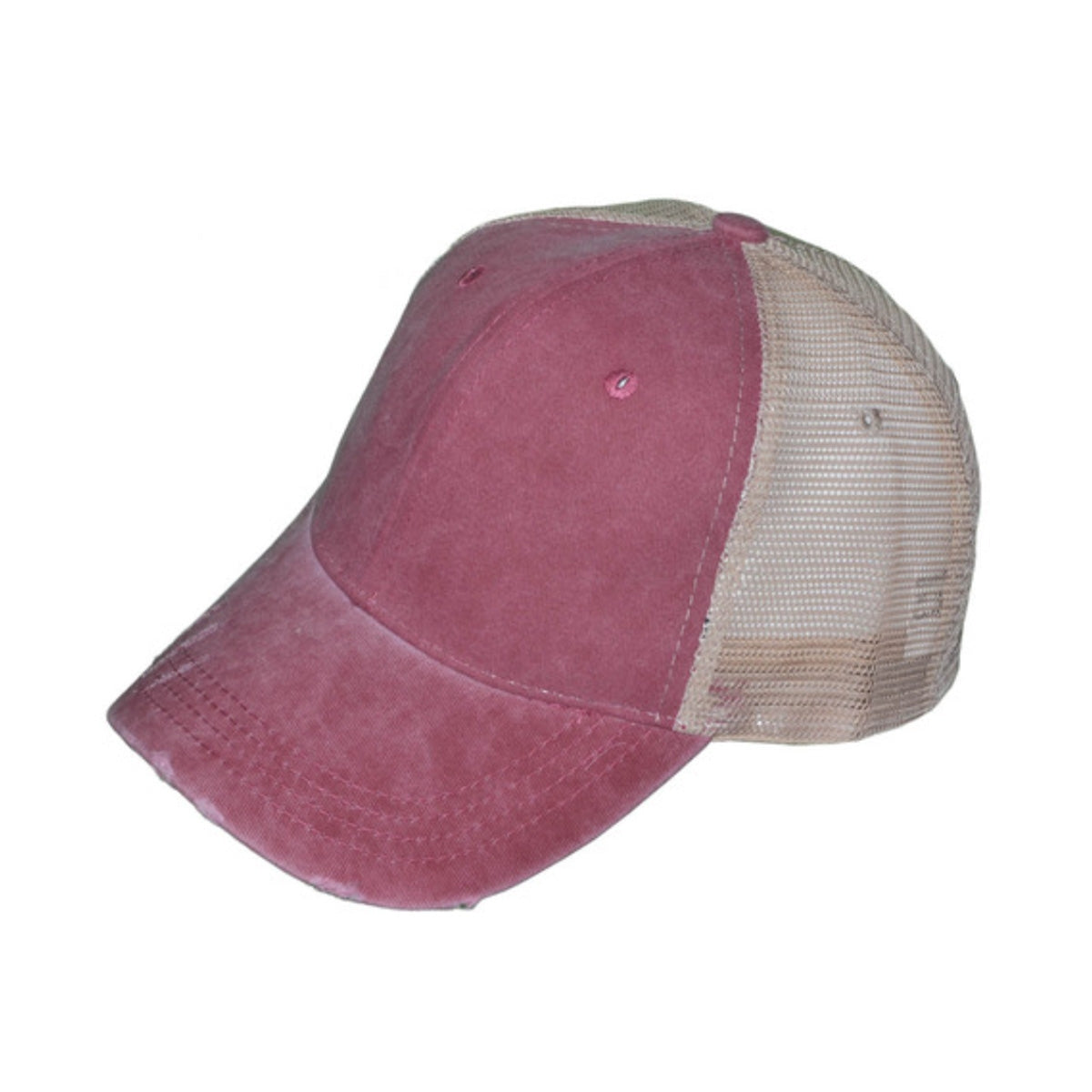 Worn Burgundy Mesh Trucker Cap