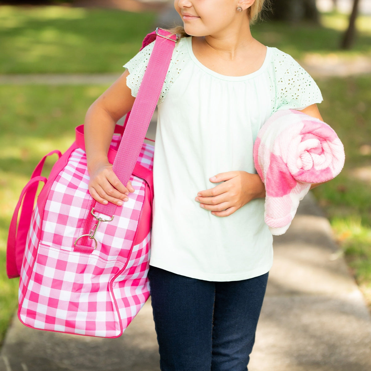 Hot Pink Check Travel Bag