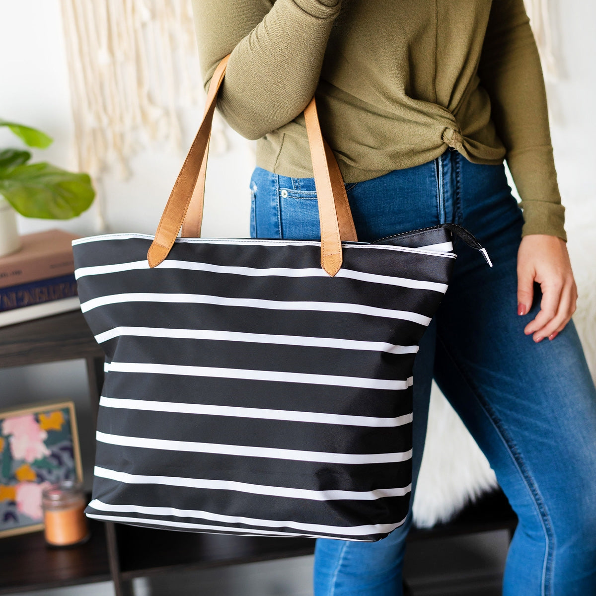 Black Stripe Tote