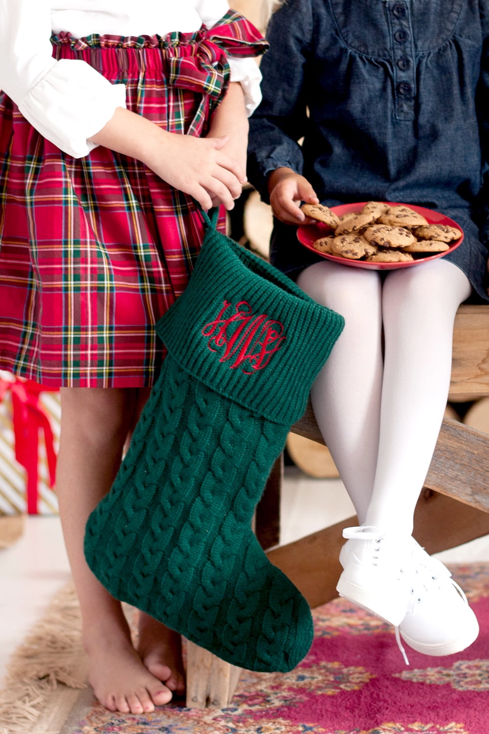 Hunter Green Cable Knit Stocking