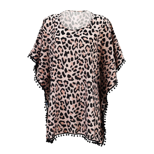 Wild Side Leopard Pom-Pom Cover Up