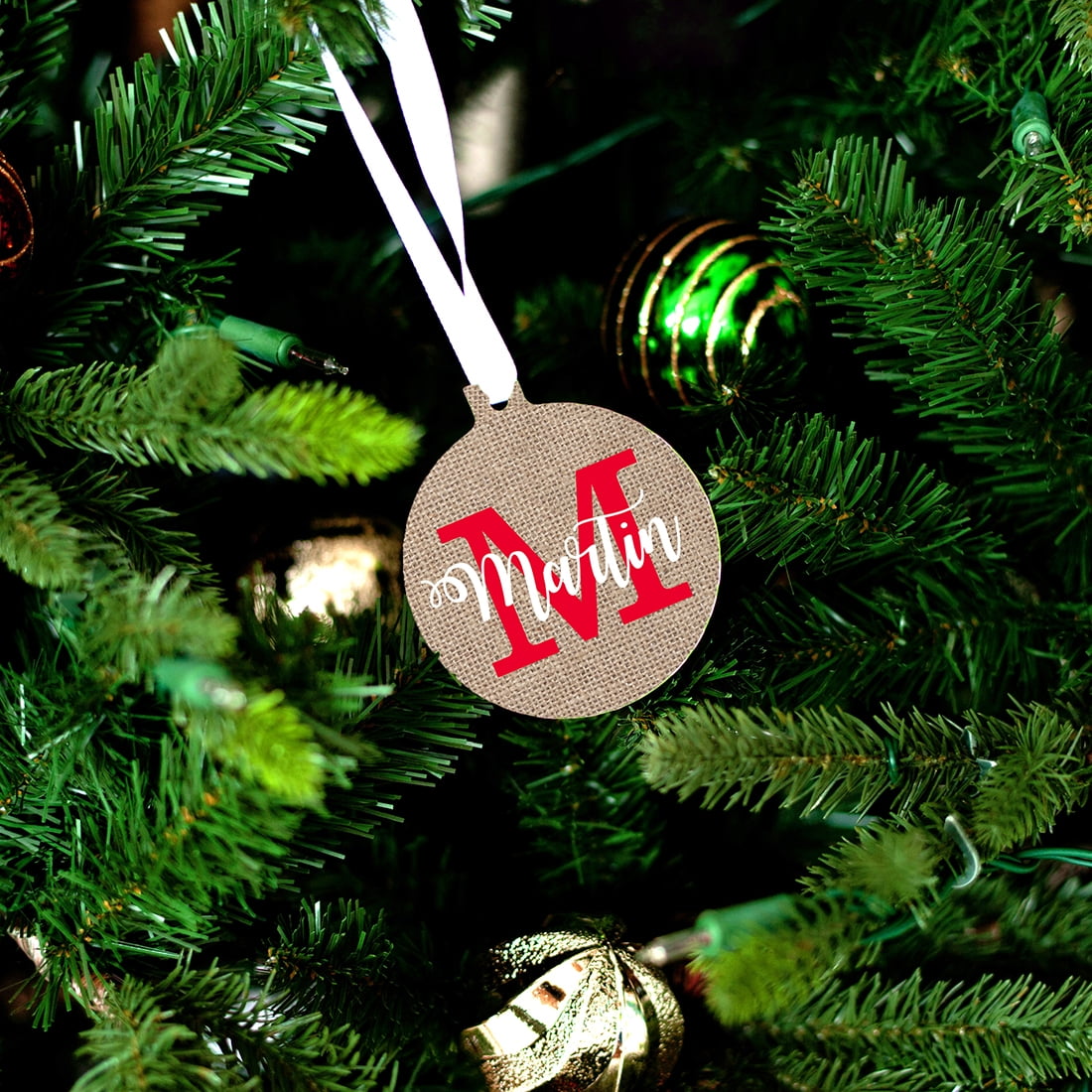 Burlap Name Ornament