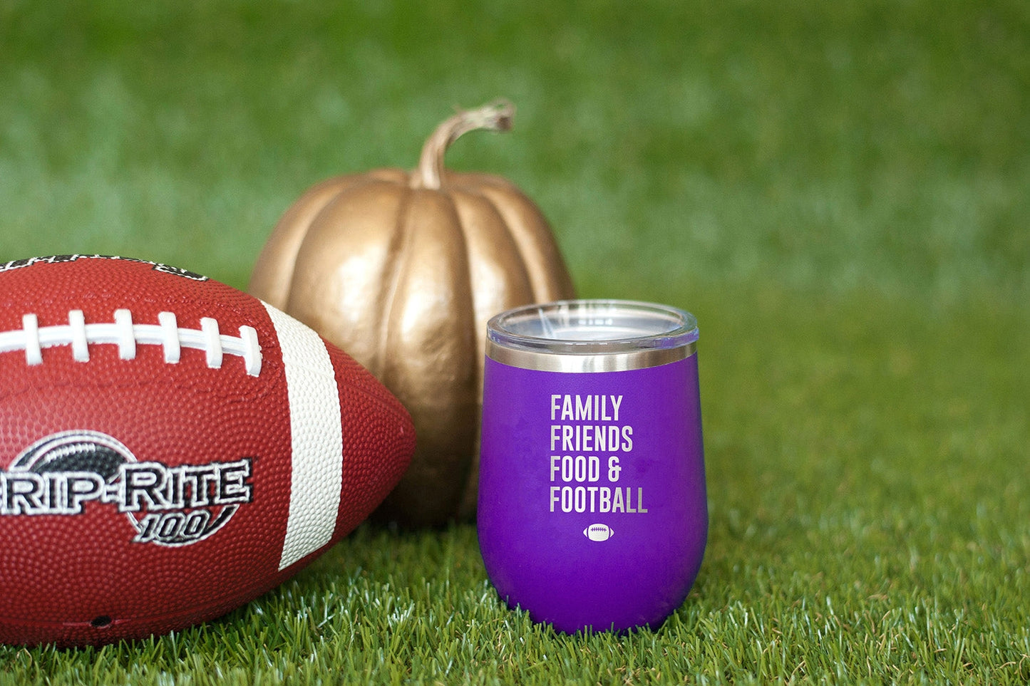 Family, Friends, Food & Football 12oz Tumbler