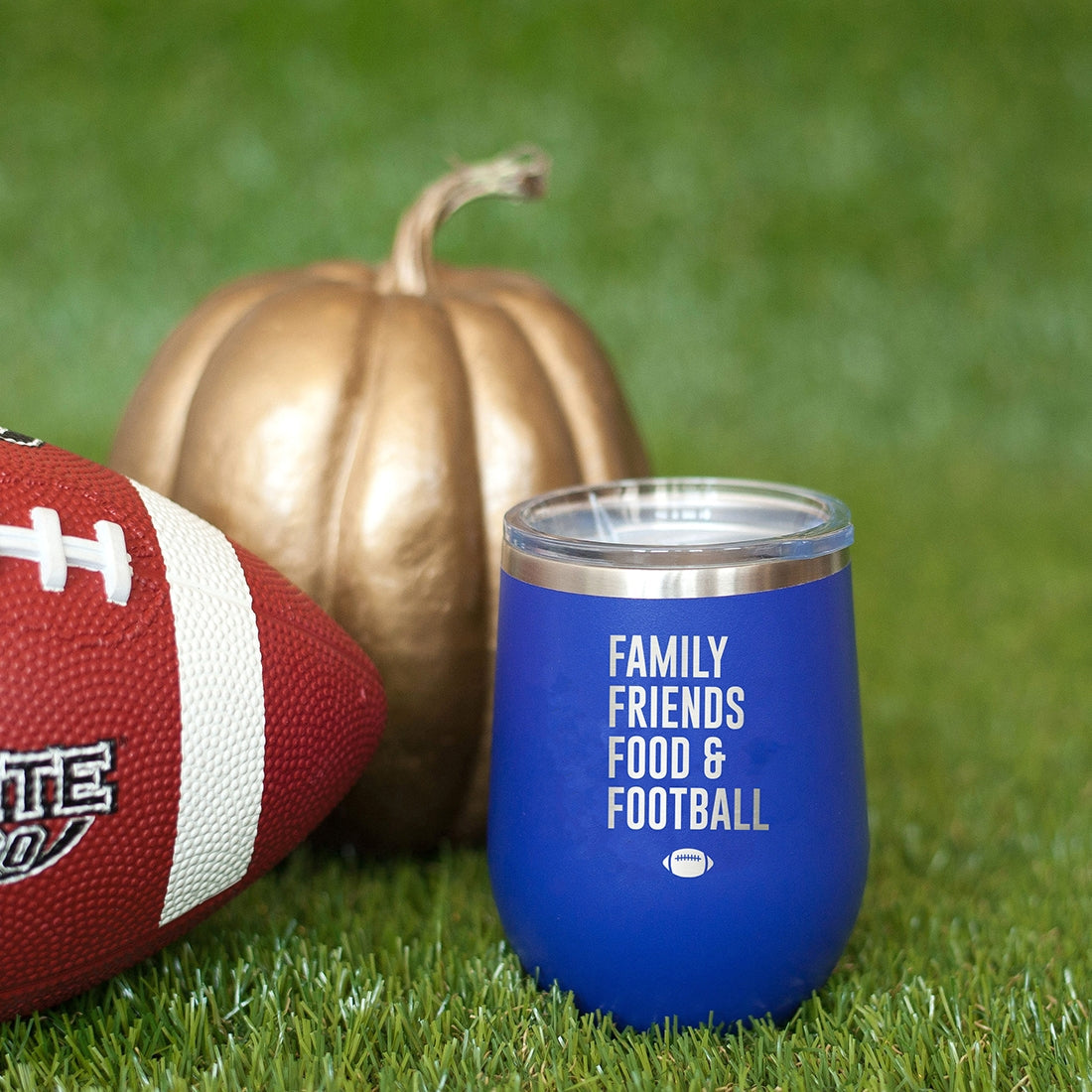 Family, Friends, Food & Football 12oz Tumbler