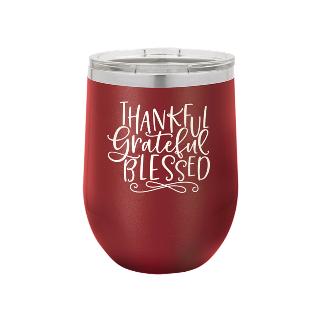 Thankful, Grateful, Blessed Garnet 12oz Insulated Tumbler