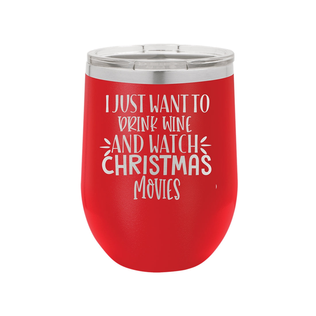 Wine & Christmas Movies Red 12oz Insulated Tumbler