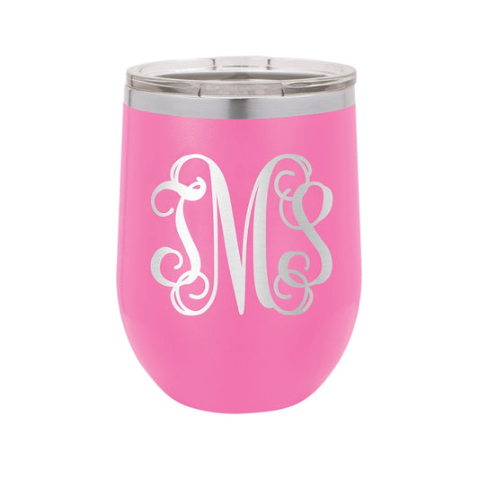 Vine Monogram Pink 12oz Insulated Tumbler