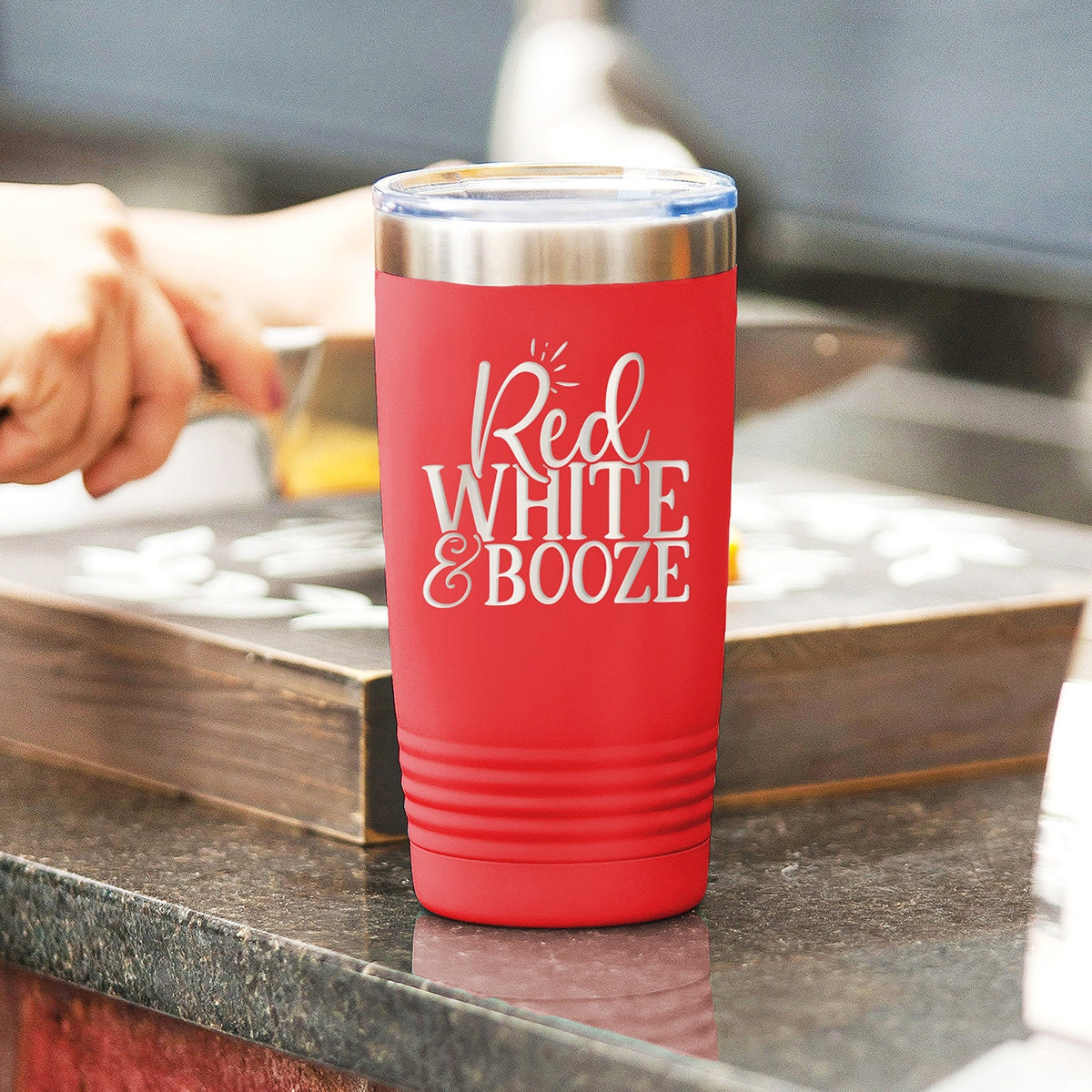 Red White & Booze Red 20oz Insulated Tumbler