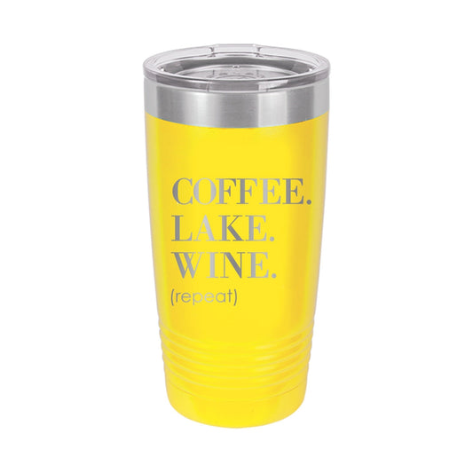 Coffee. Lake. Wine. Repeat. 20oz Insulated Tumbler