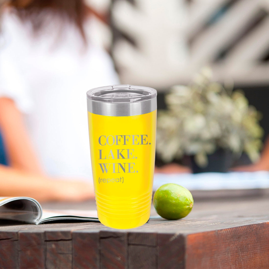 Coffee. Lake. Wine. Repeat. 20oz Insulated Tumbler