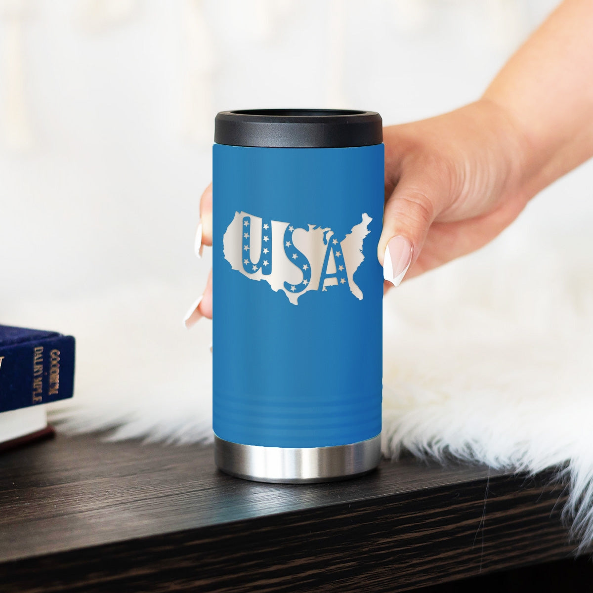 America Royal Blue Slim Can Beverage Holder