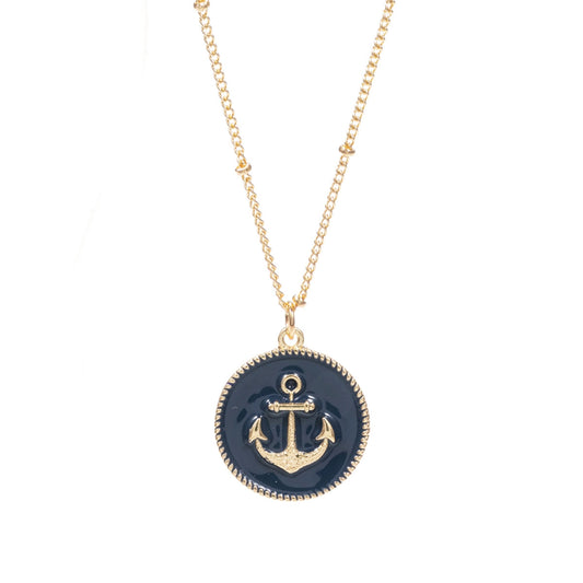 Feeling Nauti Navy Anchor Necklace